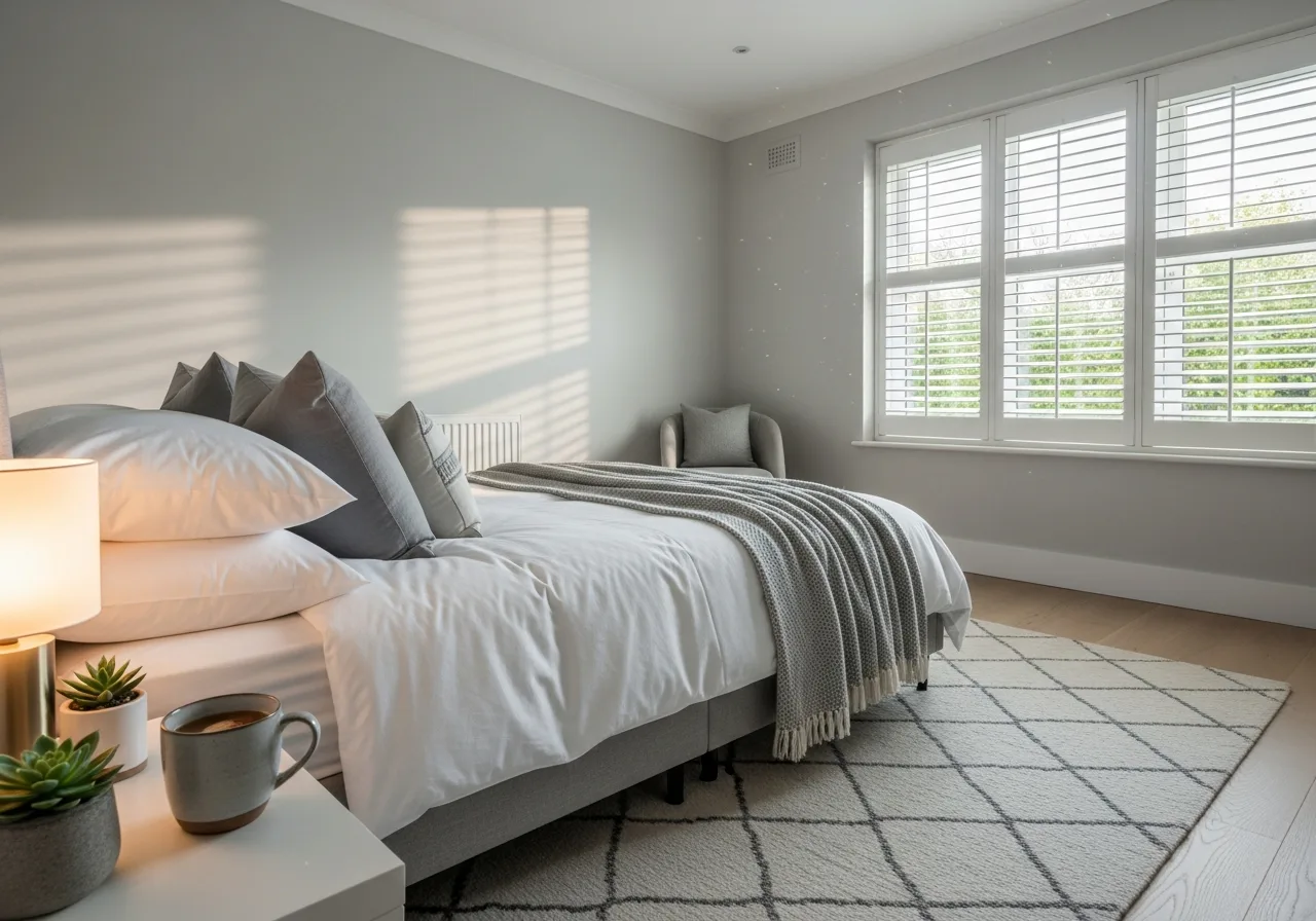Bedroom plantation shutters