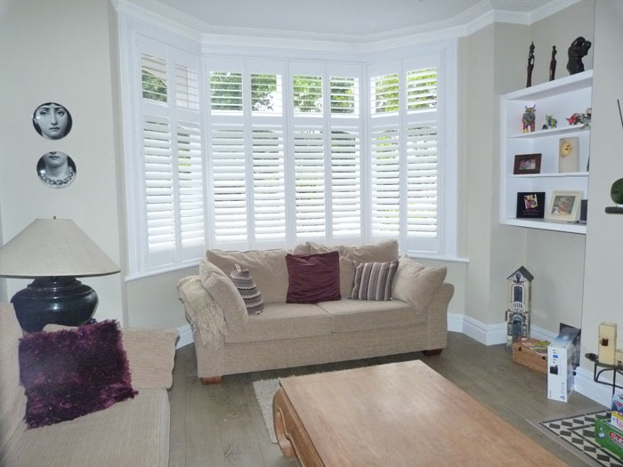 Full height bay window shutters